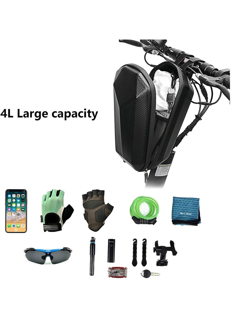 Scooter Storage Bag, Waterproof Hard Shell Scooter Handlebar Bag Storage Bag for Electric Scooter, Self Balancing Scooter and Folding Bike Black