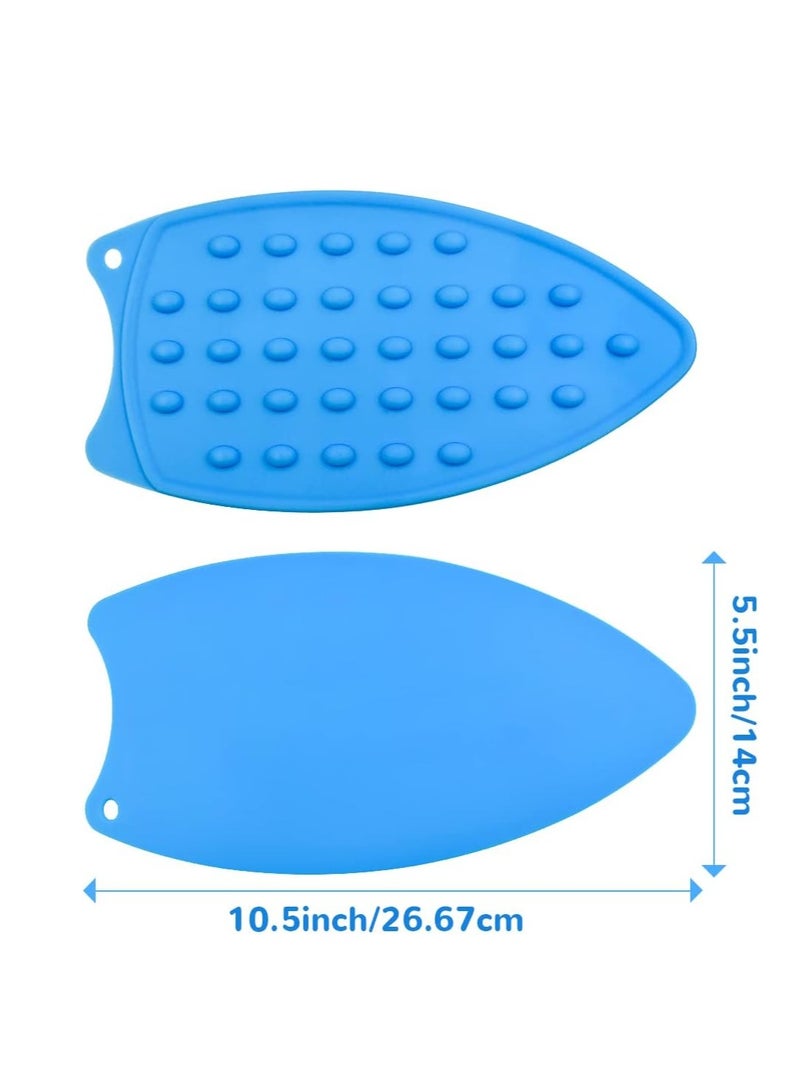Silicone Iron Rest Pads, Multipurpose Iron Hot Resistant Mat Protective Pads for Ironing Board, Silicone Heat Resistant Mat for Flat Irons, Curling Irons, Blue, 2 Pcs