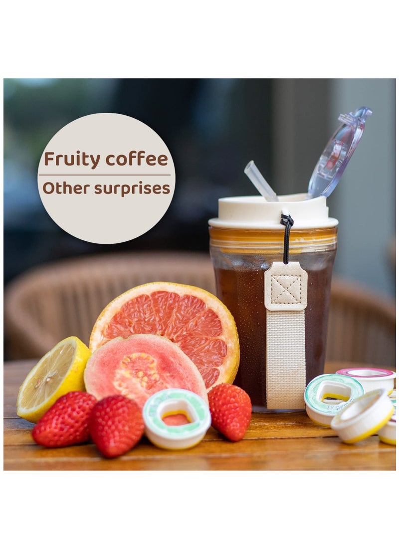 Air Flavoured Water Bottle with Straw & 5 Scent Flavoured Pods, 450ML Vacuum Insulated Metal Drinking Bottle BPA Free & Leakproof, Fruity Extract Ring 0 Sugar 0 Calorie