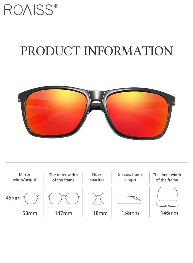 Polarized Square Sunglasses for Men Women, UV400 Protection Sun Glasses with Flexible Aluminum Temples, Fashion Anti-glare Sun Shades for Shopping Party Travel with Glasses Case, 58mm