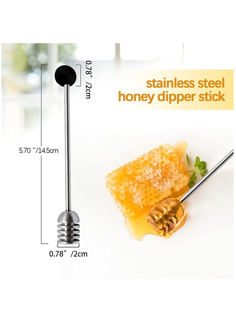 Honey Dipper Sticks, Solid Stainless Steel Honey, and Syrup Dipper Stick Long Handle Honey Spoon Stirrer Mixing Tool MAKINGTEC for Honey, Tea, Coffee, Juice, Milk, etc(2 Pieces)