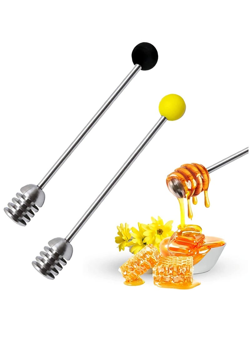 Honey Dipper Sticks, Solid Stainless Steel Honey, and Syrup Dipper Stick Long Handle Honey Spoon Stirrer Mixing Tool MAKINGTEC for Honey, Tea, Coffee, Juice, Milk, etc(2 Pieces)