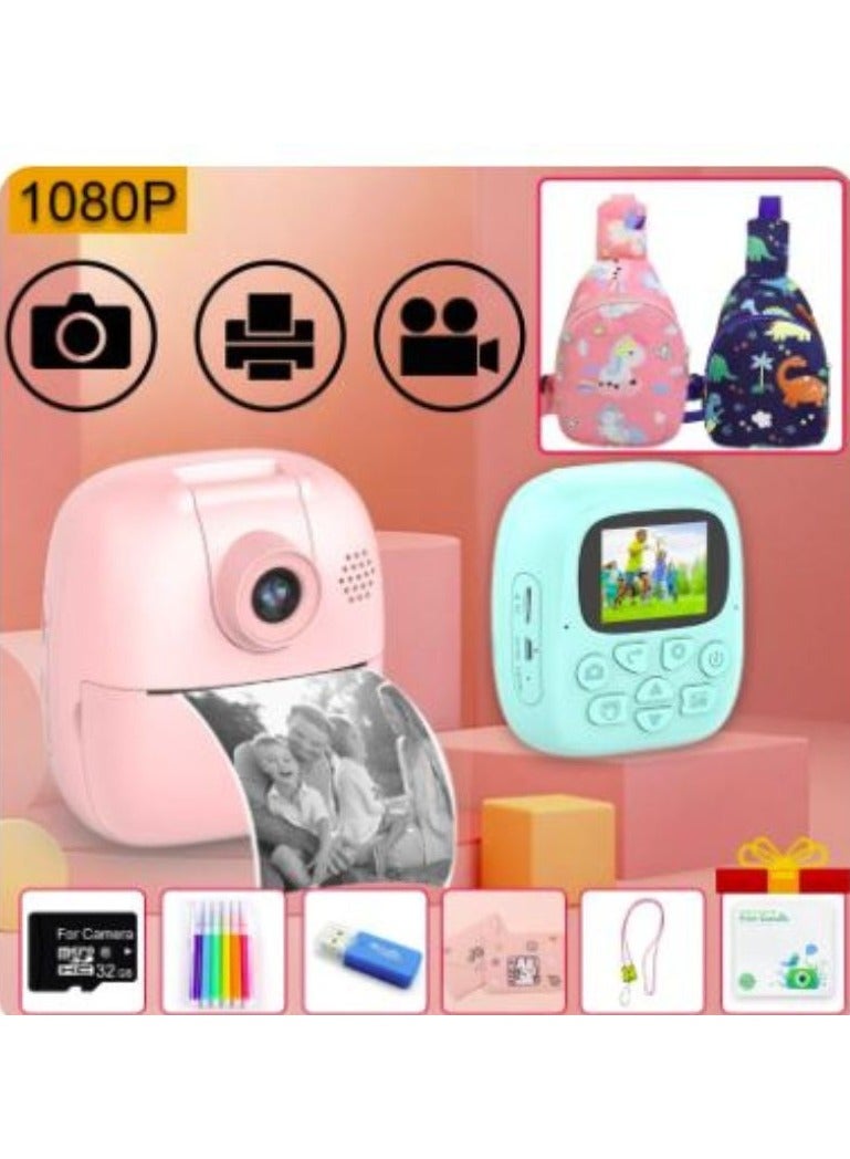 Kids Instant Camera Thermal Printer Paper Photo Video Cameras Record Hd Children Digital Camera Print Camara