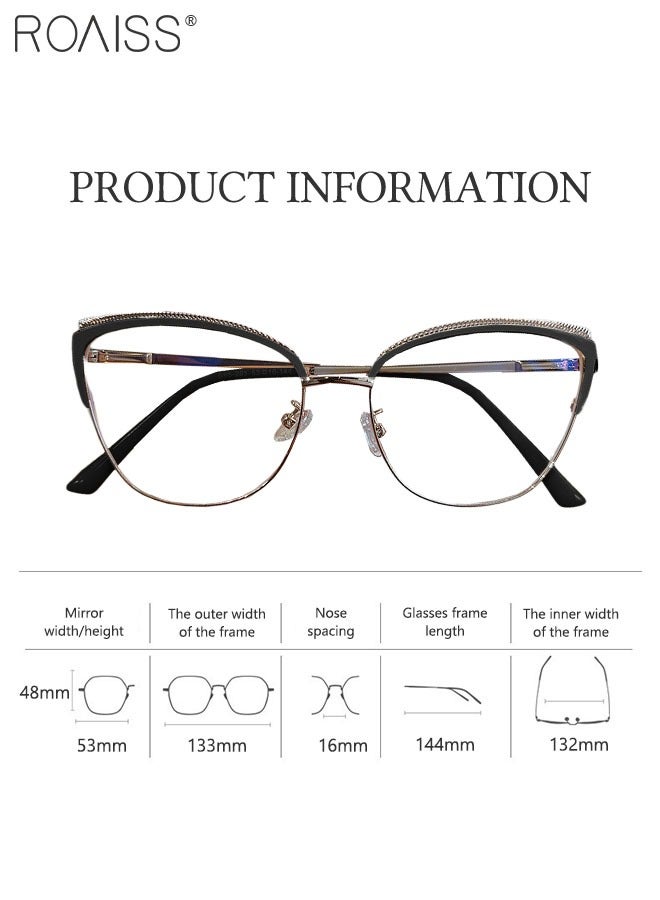 Women's Blue Light Blocking Glasses Blue Light Filter Computer Reading Gaming TV Phones Cat Eye Eyeglasses Fashion Anti Eyestrain Headache Eyewear Black Gold 53mm