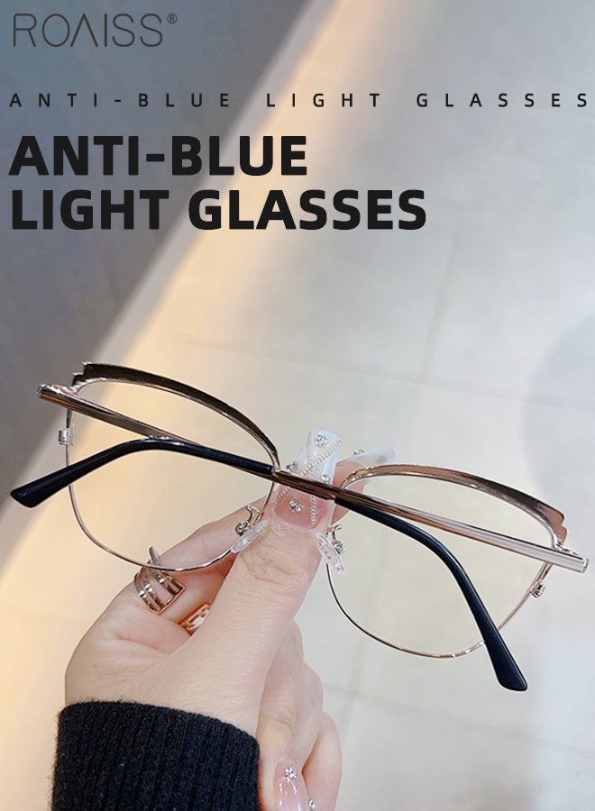 Women's Blue Light Blocking Glasses Blue Light Filter Computer Reading Gaming TV Phones Cat Eye Eyeglasses Fashion Anti Eyestrain Headache Eyewear Black Gold 53mm