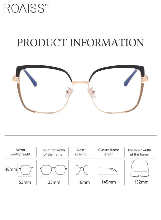 Women's Blue Light Blocking Glasses Blue Light Filter Computer Reading Gaming TV Phones Square Eyeglasses Fashion Anti Eyestrain Headache Eyewear Black Gold 53mm