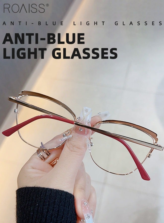 Women's Blue Light Blocking Glasses Blue Light Filter Computer Reading Gaming TV Phones Cat Eye Eyeglasses Fashion Anti Eyestrain Headache Eyewear Red 53mm