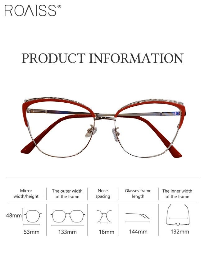 Women's Blue Light Blocking Glasses Blue Light Filter Computer Reading Gaming TV Phones Cat Eye Eyeglasses Fashion Anti Eyestrain Headache Eyewear Red 53mm