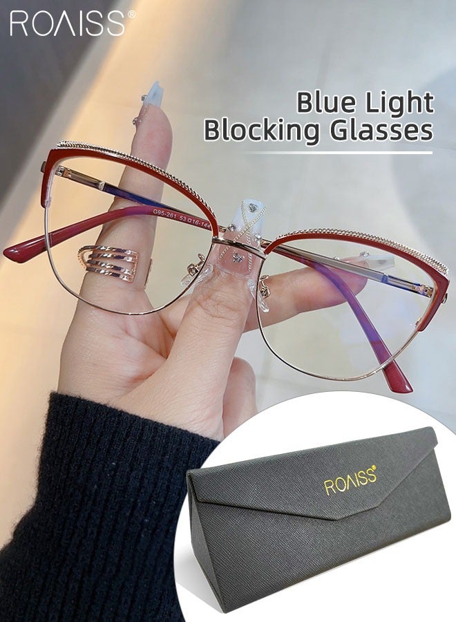 Women's Blue Light Blocking Glasses Blue Light Filter Computer Reading Gaming TV Phones Cat Eye Eyeglasses Fashion Anti Eyestrain Headache Eyewear Red 53mm