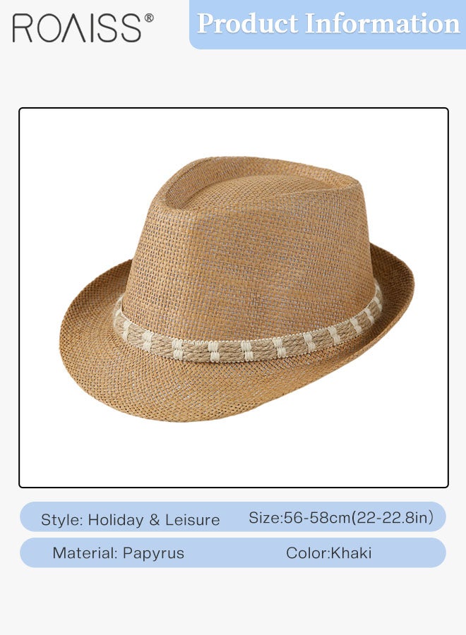 Men's Sun Protection Straw Hat, Summer Beach Hat Holiday Sun Cap Comfortable and Breathable Sun Protection Woven Hat Fashion Accessories