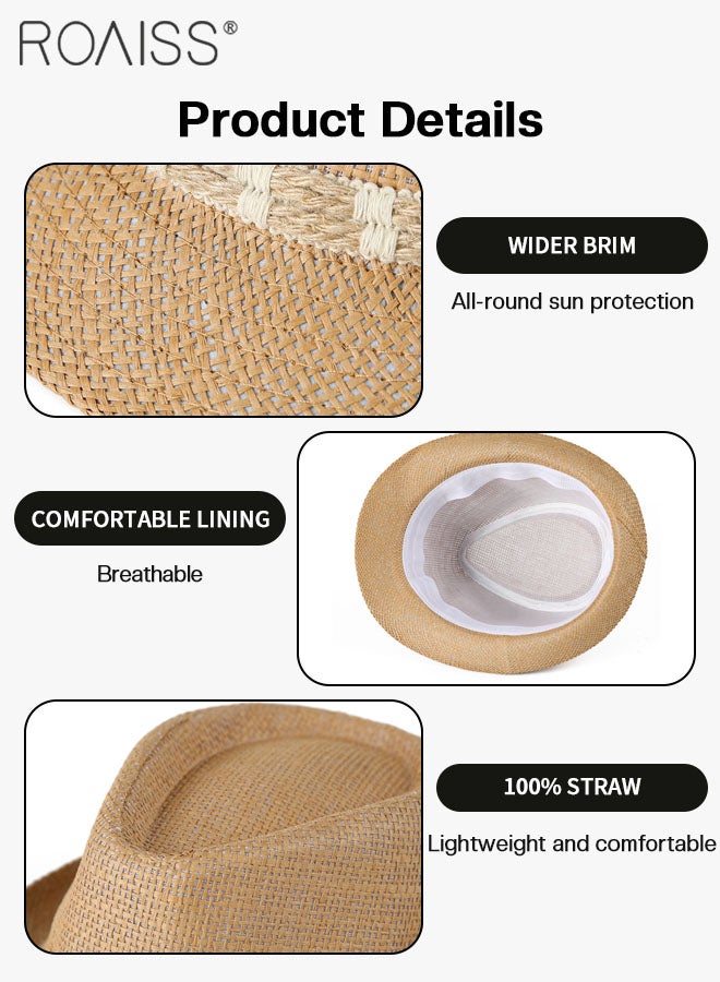 Men's Sun Protection Straw Hat, Summer Beach Hat Holiday Sun Cap Comfortable and Breathable Sun Protection Woven Hat Fashion Accessories