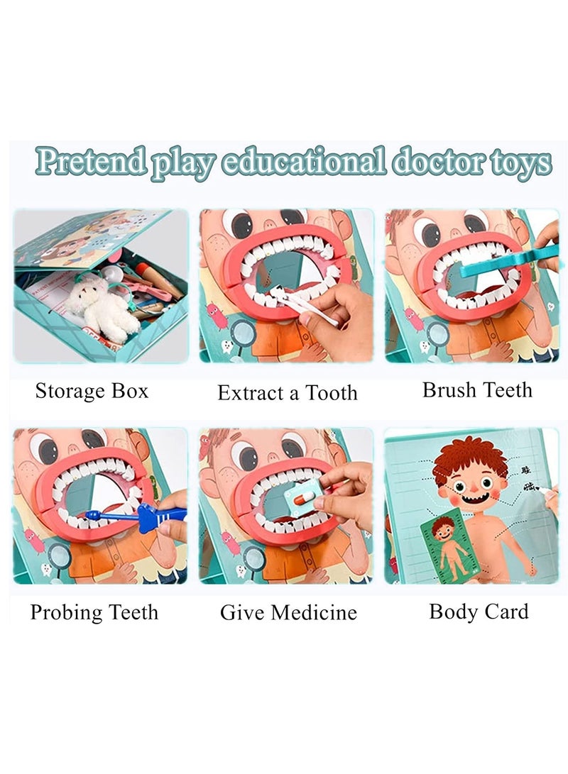 Children's Wooden Doctor Toy Set, Pretend Oral Dentistry Little Doctor Nurse Toy Set, Role-playing Educational Learning, Educational Games for Boys and Girls