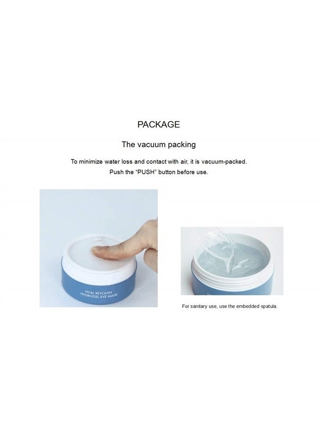 60 Pads Hyal Reyouth Hydrogel Eye Mask 90g Brightening, Moisturizing Sleeping Mask with Hyaluronic AcidㅣFirming Eye Gel TreatmentㅣAnti-AgingPatches for Dark Circles, Wrinkles