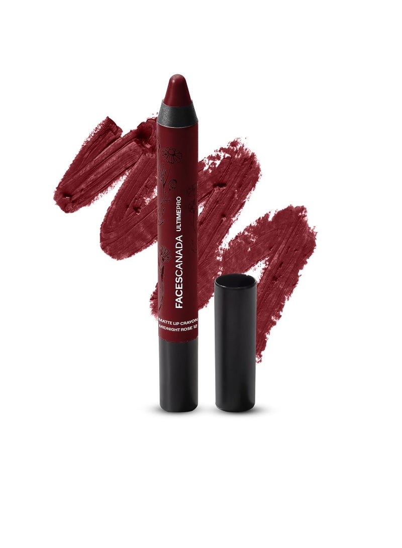 Matte Lip Crayon - Make Me Mine  Rose Maroon 2.8G   8Hr Long Stay Smooth Creamy Matte Texture | Intense Color In 1 Stroke  Hydrates With Chamomile and Cocoa Butter