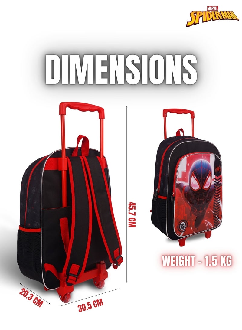 Spider Man  18 Inch Kids 3-in-1 Trolley School Bag Set - Ergonomic Backpack, Insulated Lunch Bag & Pencil Case,Lightweight, Durable, Students 6+ - Perfect for Travel & School,For Boys