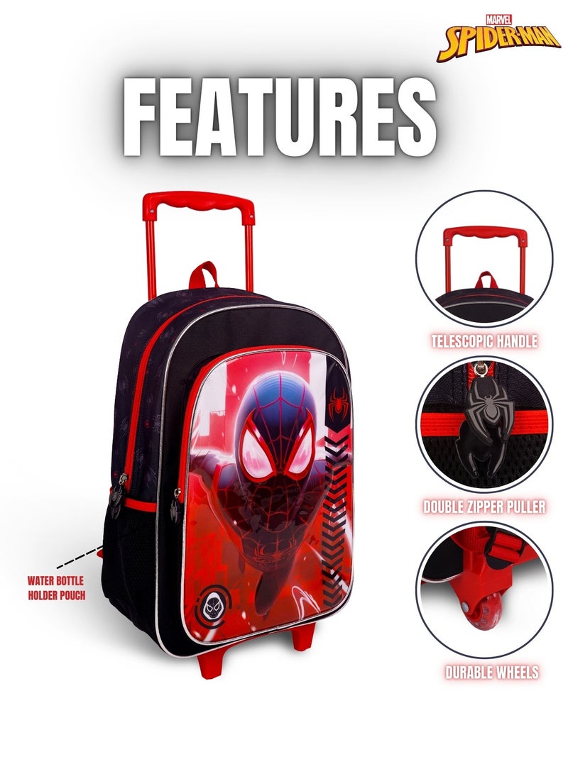 Spider Man  18 Inch Kids 3-in-1 Trolley School Bag Set - Ergonomic Backpack, Insulated Lunch Bag & Pencil Case,Lightweight, Durable, Students 6+ - Perfect for Travel & School,For Boys
