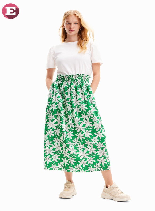 Combination Floral Midi Dress