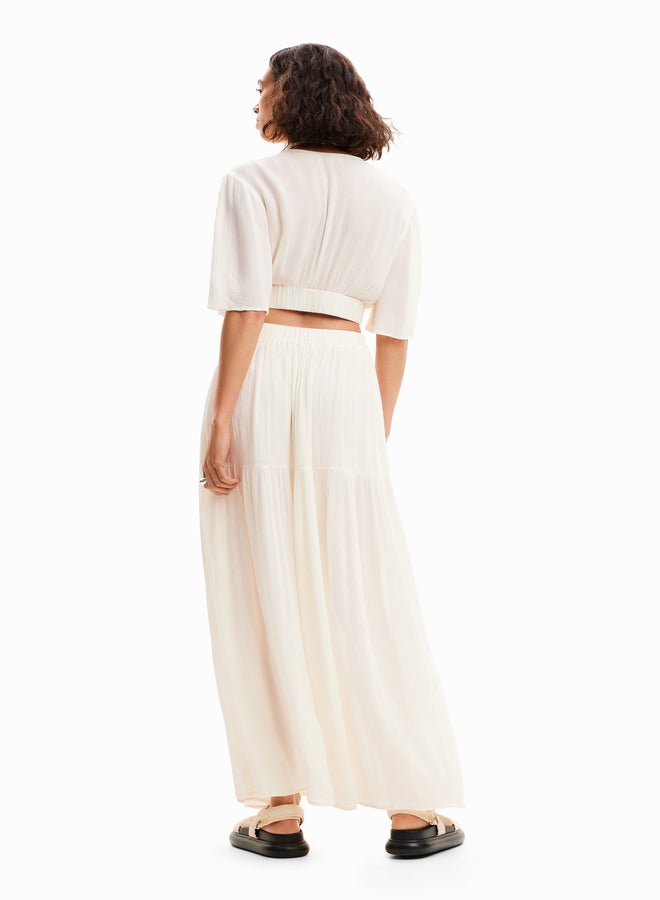 Woman Woven Dress Short Sleeve-Maxi