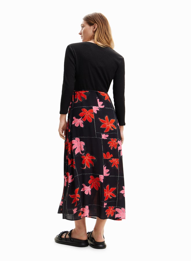 Floral Wrap Midi Dress