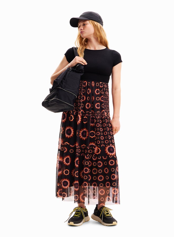 Geometric Combination Midi Dress