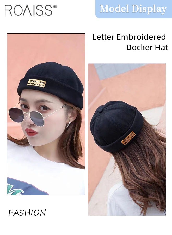 2 Pcs Embroidered Baseball Cap for Men Women, Embroidery Brimless Beanie Landowner Cap Personality Fashion Hip Hop Street Hats (56 - 58 cm)