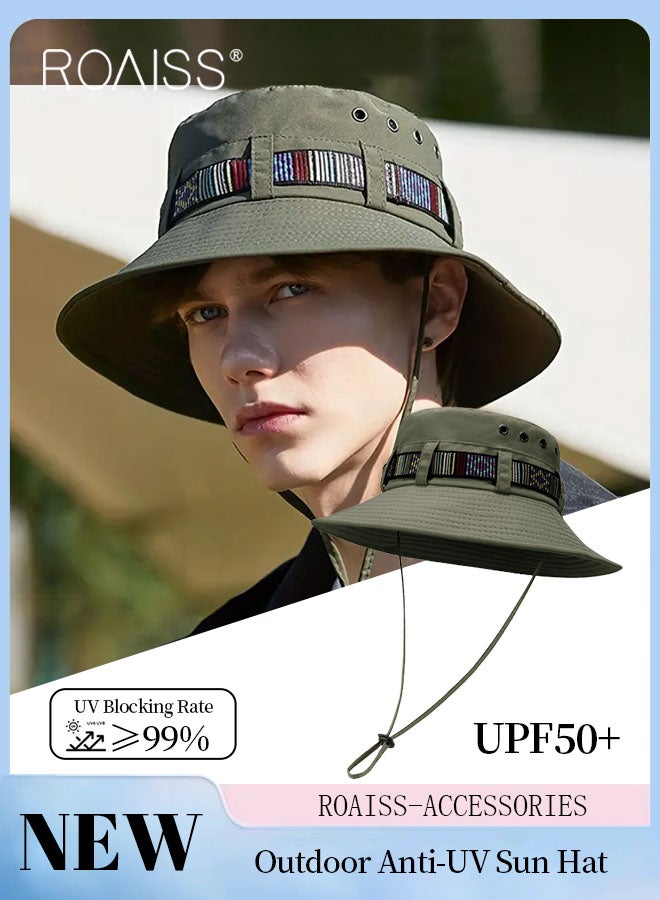 Outdoor Anti-UV Sun Hat, UPF50+ Sun Protection Sports Climbing Beach Sun Cap with Colorful Ribbons, Breathable Sun Protection Suitable for Men and Women