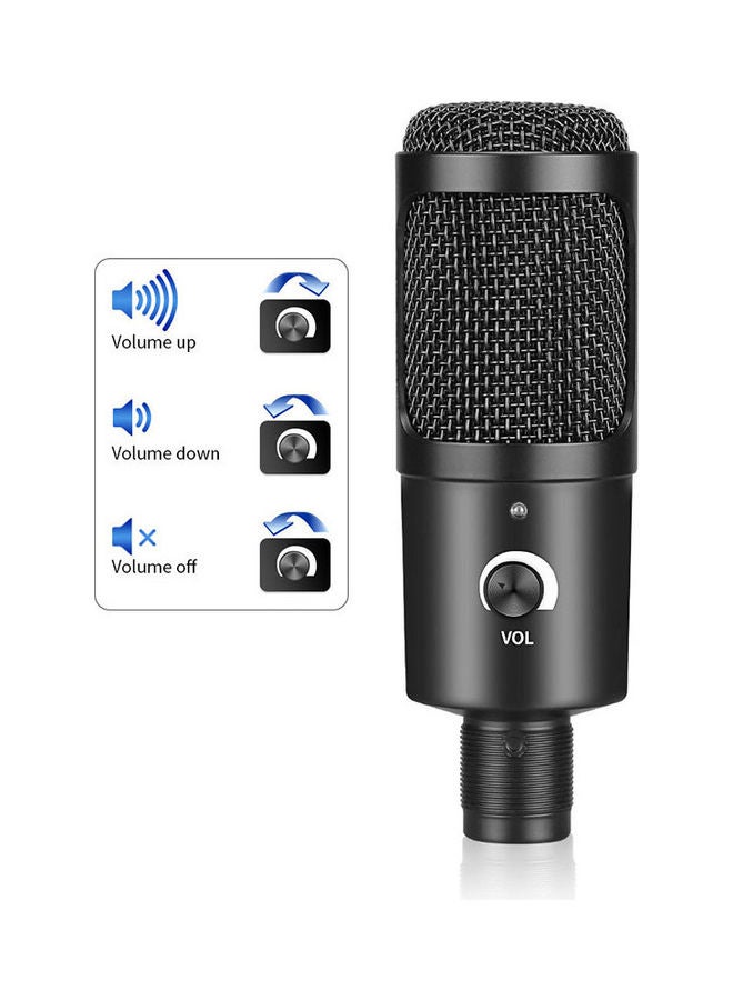 Portable Broadcasting, Studio Recording, Conference USB Condenser Microphone Kit Black