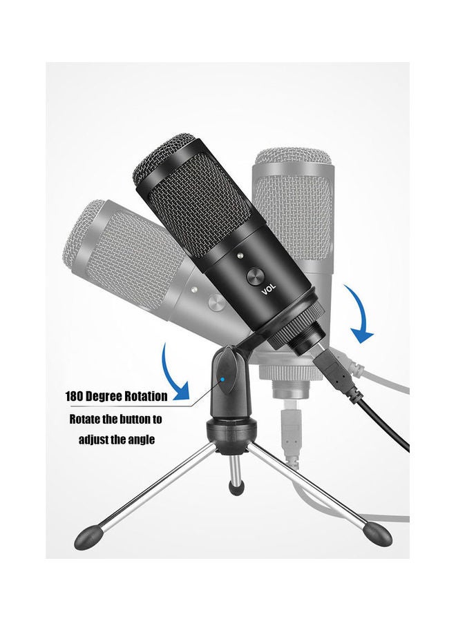 Portable Broadcasting, Studio Recording, Conference USB Condenser Microphone Kit Black