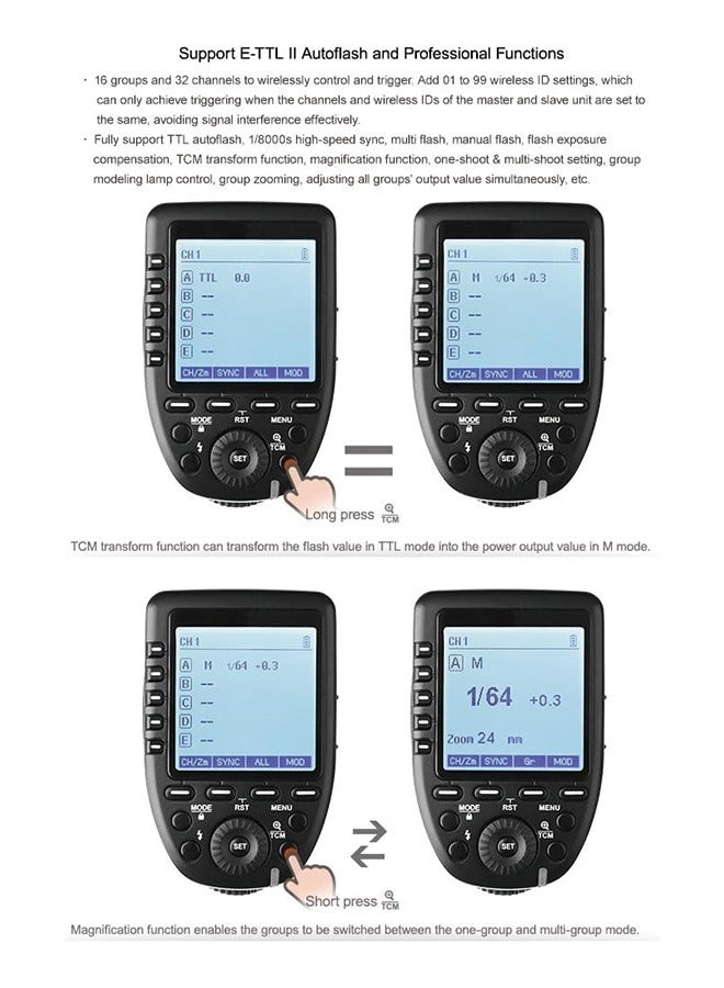 Godox Xpro-C TTL Wireless Flash Trigger Compatible for Canon EOS Cameras, Support 1/8000s HSS, 5 Dedicated Groups Buttons, Large Dot-Matrix LCD Display