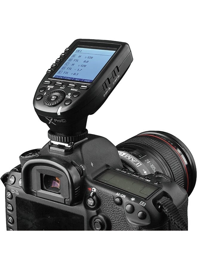 Godox Xpro-C TTL Wireless Flash Trigger Compatible for Canon EOS Cameras, Support 1/8000s HSS, 5 Dedicated Groups Buttons, Large Dot-Matrix LCD Display