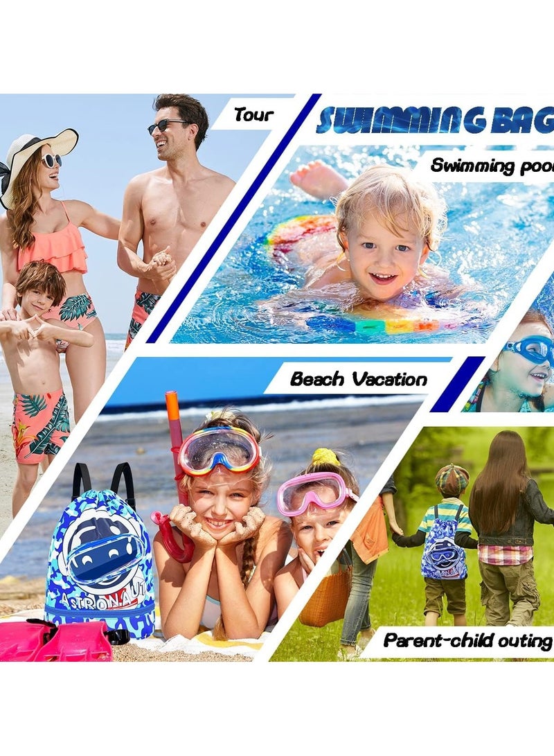 Swimming Backpack for Kids Dry and Wet Separation Waterproof Storage Bag Portable Drawstring Backpack for Gym Sports Beach Pool Gear Bag Shoulder Bags