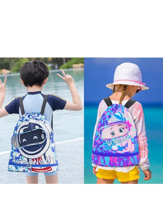 Swimming Backpack for Kids Dry and Wet Separation Waterproof Storage Bag Portable Drawstring Backpack for Gym Sports Beach Pool Gear Bag Shoulder Bags