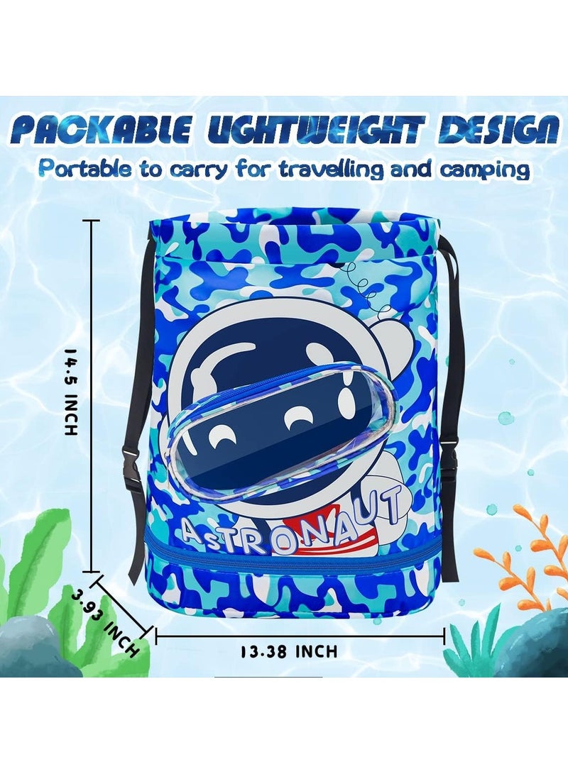 Swimming Backpack for Kids Dry and Wet Separation Waterproof Storage Bag Portable Drawstring Backpack for Gym Sports Beach Pool Gear Bag Shoulder Bags
