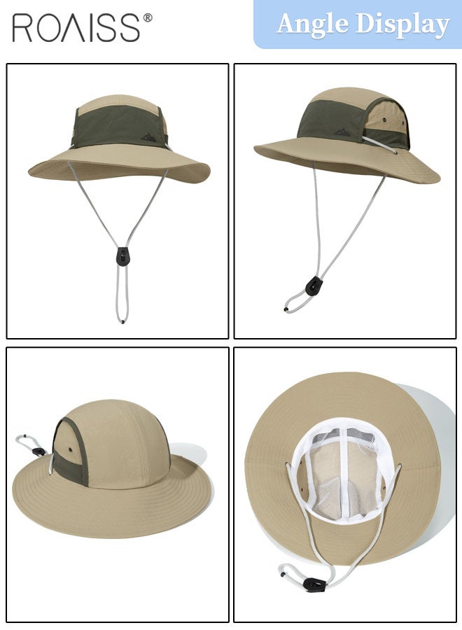 Men's Outdoor Anti-UV Sun Hat，UPF50+ Sun Protection Wide Brim Cap, Breathable Quick-drying Sunshade Climbing Hat Suitable for Summer Travel and Hiking