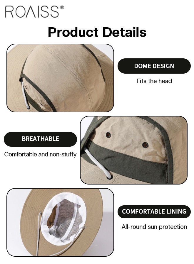 Men's Outdoor Anti-UV Sun Hat，UPF50+ Sun Protection Wide Brim Cap, Breathable Quick-drying Sunshade Climbing Hat Suitable for Summer Travel and Hiking