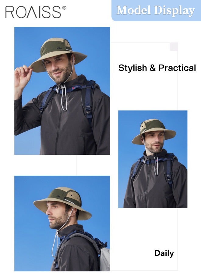 Men's Outdoor Anti-UV Sun Hat，UPF50+ Sun Protection Wide Brim Cap, Breathable Quick-drying Sunshade Climbing Hat Suitable for Summer Travel and Hiking