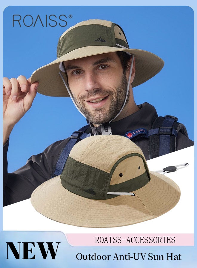 Men's Outdoor Anti-UV Sun Hat，UPF50+ Sun Protection Wide Brim Cap, Breathable Quick-drying Sunshade Climbing Hat Suitable for Summer Travel and Hiking