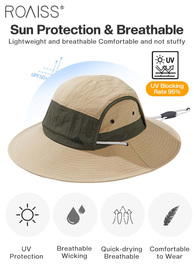 Men's Outdoor Anti-UV Sun Hat，UPF50+ Sun Protection Wide Brim Cap, Breathable Quick-drying Sunshade Climbing Hat Suitable for Summer Travel and Hiking