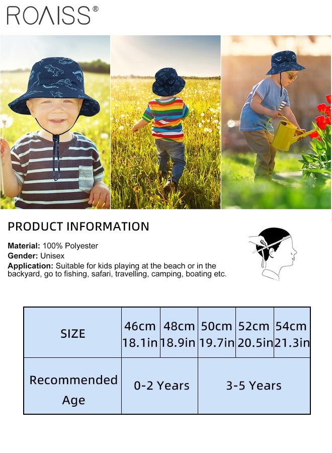 Boy's Bucket Hat, UPF 50+ Anti-UV Sun Hat with Printed Decoration Summer Kids Beach Hats Wide Brim Outdoor Play Hat for Boys