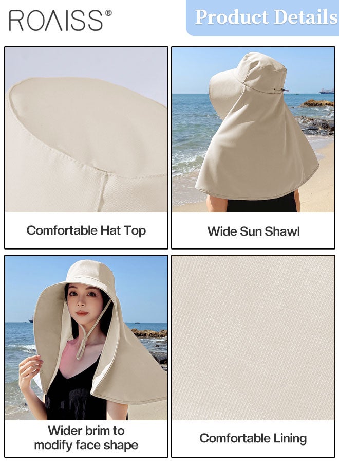 Women's Sun Protection Large Shawl Sun Hat, UPF50+ Sun Protection Ponytail Comfort Hat, Breathable Waterproof, Summer Beach Outdoor Hat Garden Fishing Hiking