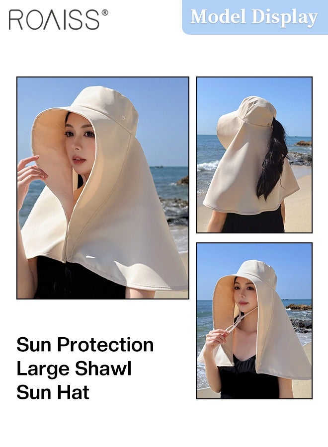 Women's Sun Protection Large Shawl Sun Hat, UPF50+ Sun Protection Ponytail Comfort Hat, Breathable Waterproof, Summer Beach Outdoor Hat Garden Fishing Hiking