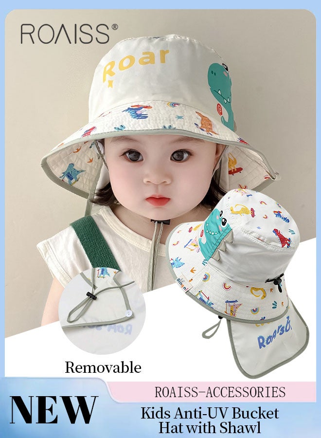 Detachable Kids Anti-UV Bucket Hat with Shawl, UPF 50+ Sun Protection Soft Breathable Quick-drying Sun Cap for Boys & Girls Adjustable Size