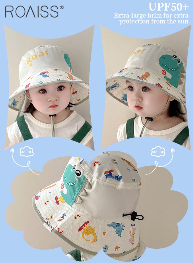 Detachable Kids Anti-UV Bucket Hat with Shawl, UPF 50+ Sun Protection Soft Breathable Quick-drying Sun Cap for Boys & Girls Adjustable Size