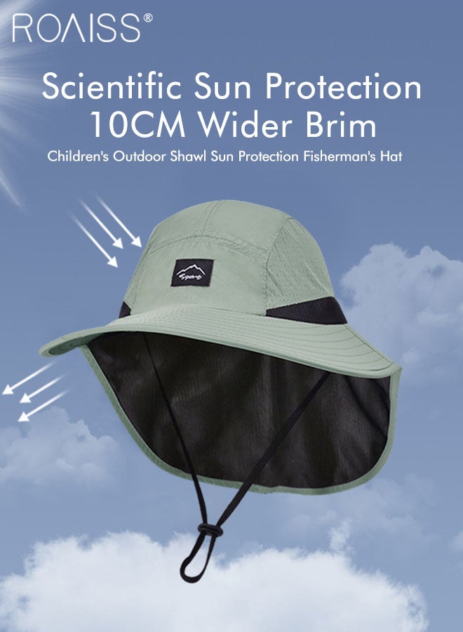 Children's Shawl Sun Hat with Windproof Rope, Summer Sun Beach Anti-ultraviolet Breathable Quick-drying Fisherman Hat Outdoor Accessories