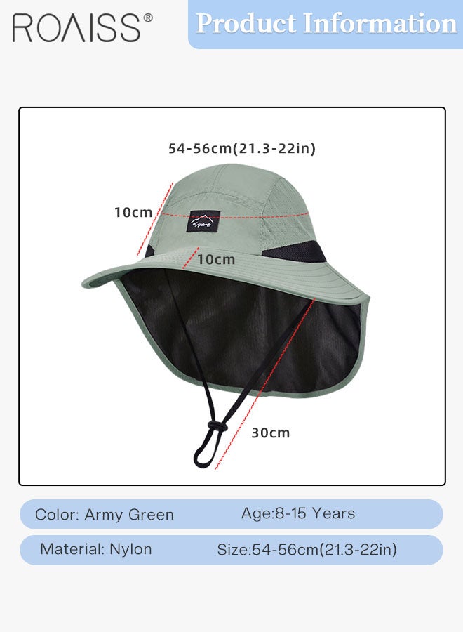 Children's Shawl Sun Hat with Windproof Rope, Summer Sun Beach Anti-ultraviolet Breathable Quick-drying Fisherman Hat Outdoor Accessories