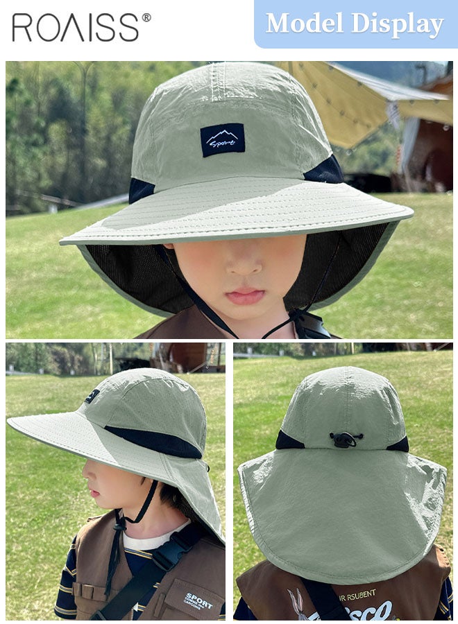 Children's Shawl Sun Hat with Windproof Rope, Summer Sun Beach Anti-ultraviolet Breathable Quick-drying Fisherman Hat Outdoor Accessories