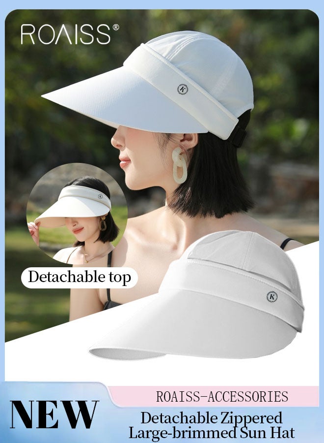 Women's Detachable Zippered Large-brimmed Sun Hat, UPF 50+ Breathable and Quick-dryingt, Summer Outdoor Garden Fishing Hiking, Adjustable Size