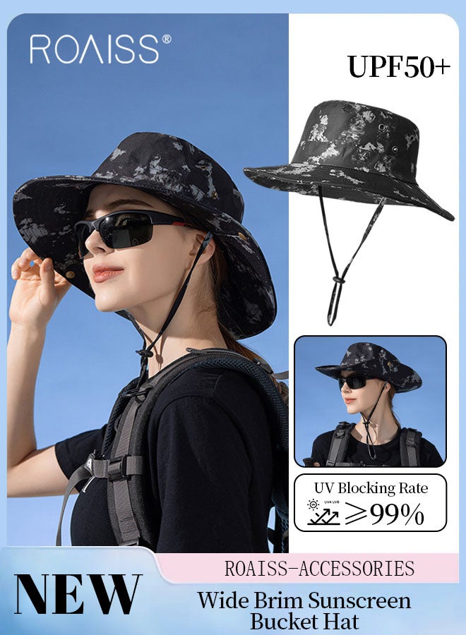 Women's Wide Brim Sunscreen Bucket Hat, Summer Sun Beach UV Protection Breathable Sun Hat, Suitable for Fishing Camping and Hiking