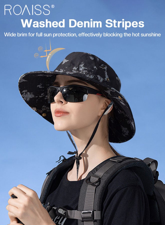 Women's Wide Brim Sunscreen Bucket Hat, Summer Sun Beach UV Protection Breathable Sun Hat, Suitable for Fishing Camping and Hiking