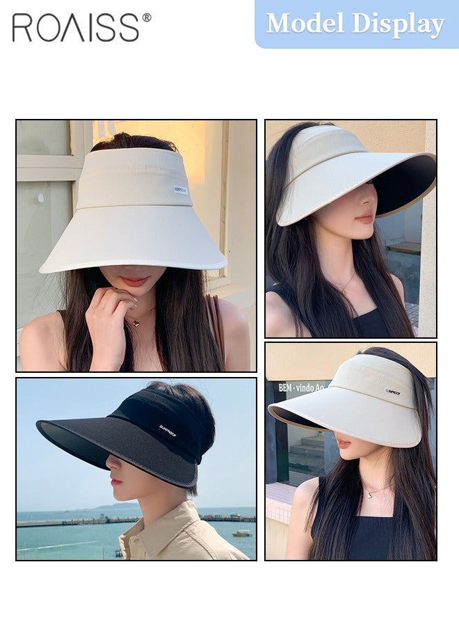 2 Pcs Rollable Wide Brim Sun Hat for Women Men, Empty Top UPF50+ Sun Protection Outdoor Sports Cycling Hiking Beach Sun Cap Adjustable Size